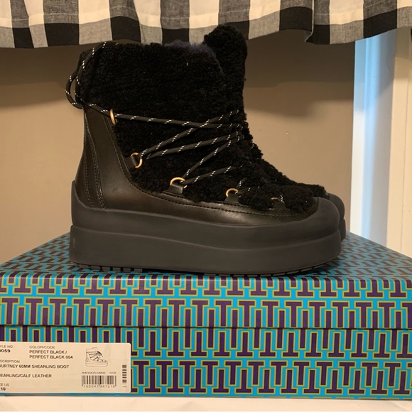 Tory Burch Courtney Leather and Shearling Boots - Picture 2 of 16